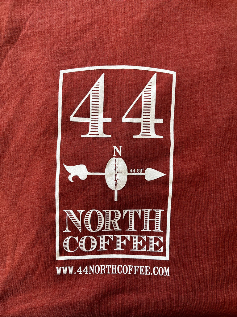 Clay t-shirt with white 44 North Coffee logo