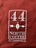 Clay t-shirt with white 44 North Coffee logo