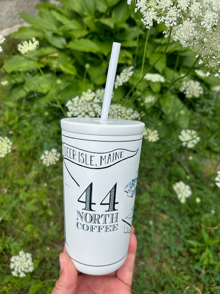 Created Co. Insulated White Cold Cup with Straw