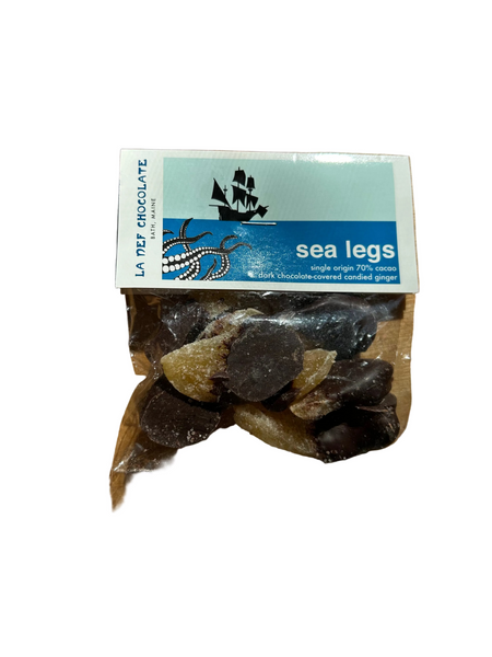 Packaged chocolate covered ginger, "sea legs", candy