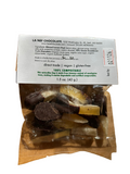 Ingredients label of chocolate covered La Nef lemon peel